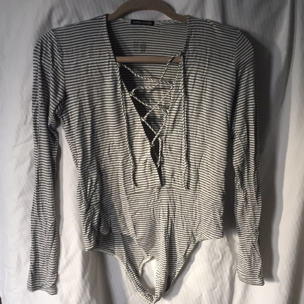 Black and white striped bodysuit